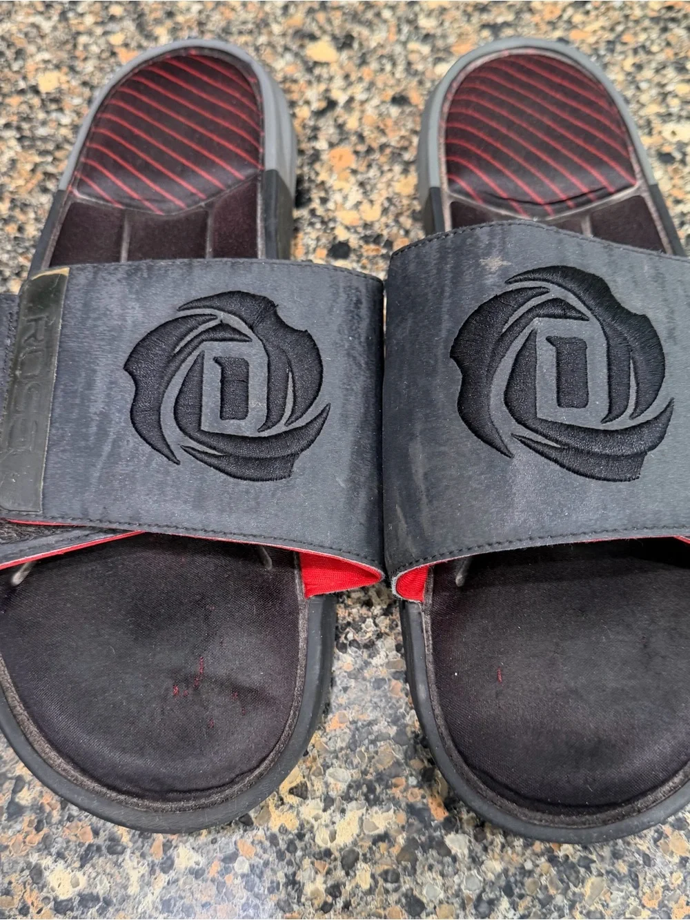 D Rose Black and Red Slide Sandals adidas 12